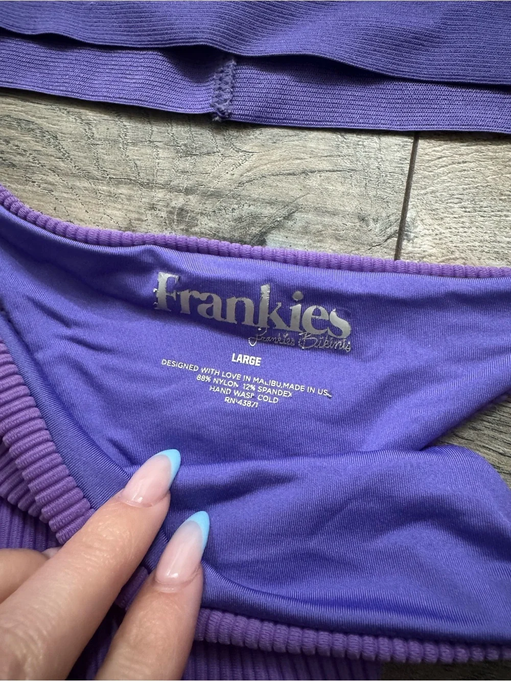 Frankie's Bikinis Purple Ribbed Triangle Tie-Side Bikini